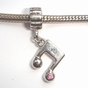 Pendant music notes with pink zirconia 