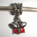 Pendant butterfly with red zirconia's 