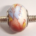 Porselein met bloemen wit/bruinoranje/geel/bl;auw 