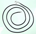Rubber necklace black, 46 cm, diameter 1.5 mm, 925 closure 