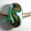Transparent green with white and goldstone turnings 