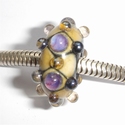 Black with ivory, blue and golden silverglas dots 