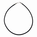 Rubber necklace with 925 silver end caps and clasp 42 cm 