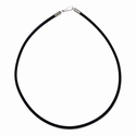 Rubberen ketting met 925 eindkapjes en haakslotje, 42 cm