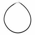 Rubber necklace with 925 silver end caps and clasp 50 cm 