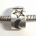 Clip with moon and star with zirconia 