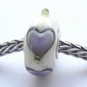 Green - purple hearts on ivory and little dots 