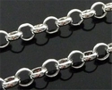 Silver plated jasseron, roll on chain 6 mm, 1 meter 