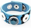 Leren armband blauw-zwart met haar, pols 17,5 - 19,5 cm 