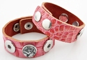 Leather bracelet pink snake print, wrist 17.5-19.5-21,5 cm 