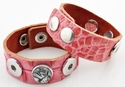 Leren armband roze slangenprint, pols 17,5-19,5-21,5 cm 