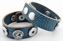 Leren armband blauw slangenprint, pols 17,5-19,5-21,5 cm 