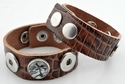 Leather bracelet brown crackle, wrist 16-18-20 cm 