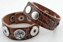 Leren armband bruin slangenprint, pols 17,5-19,5-21,5 cm 