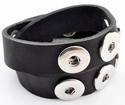 Double leather bracelet black, 43,5 cm 