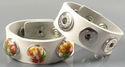 Leather bracelet white crackle, wrist 16-18-20 cm 