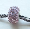 Zilveren bedel met roze swarovski kristallen 