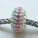 Zilveren bedel met Swarovski wit geel roze blauw groen 