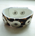 Leather bracelet brown black with hair, wrist 17.5-19.5 cm 