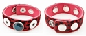 Leren armband rood-zwart, met haar, pols 17,5-19,5-21,5 cm 